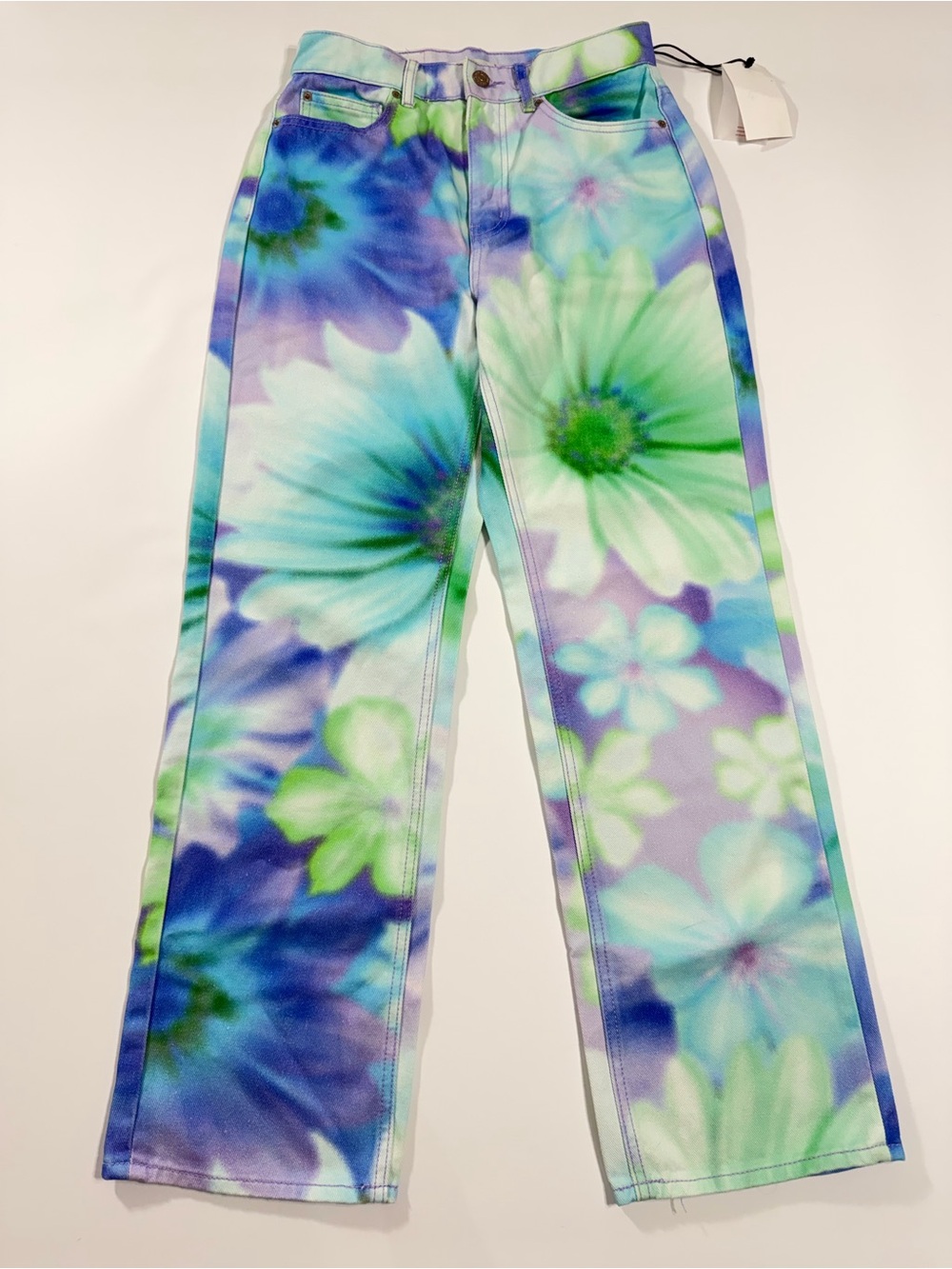BDG Cowboy Jeans Botanical Floral Tye Dye Print 27 Blue Green Festival